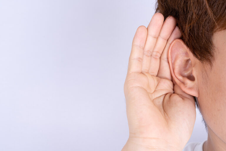 hearing aid test - man hearing loss